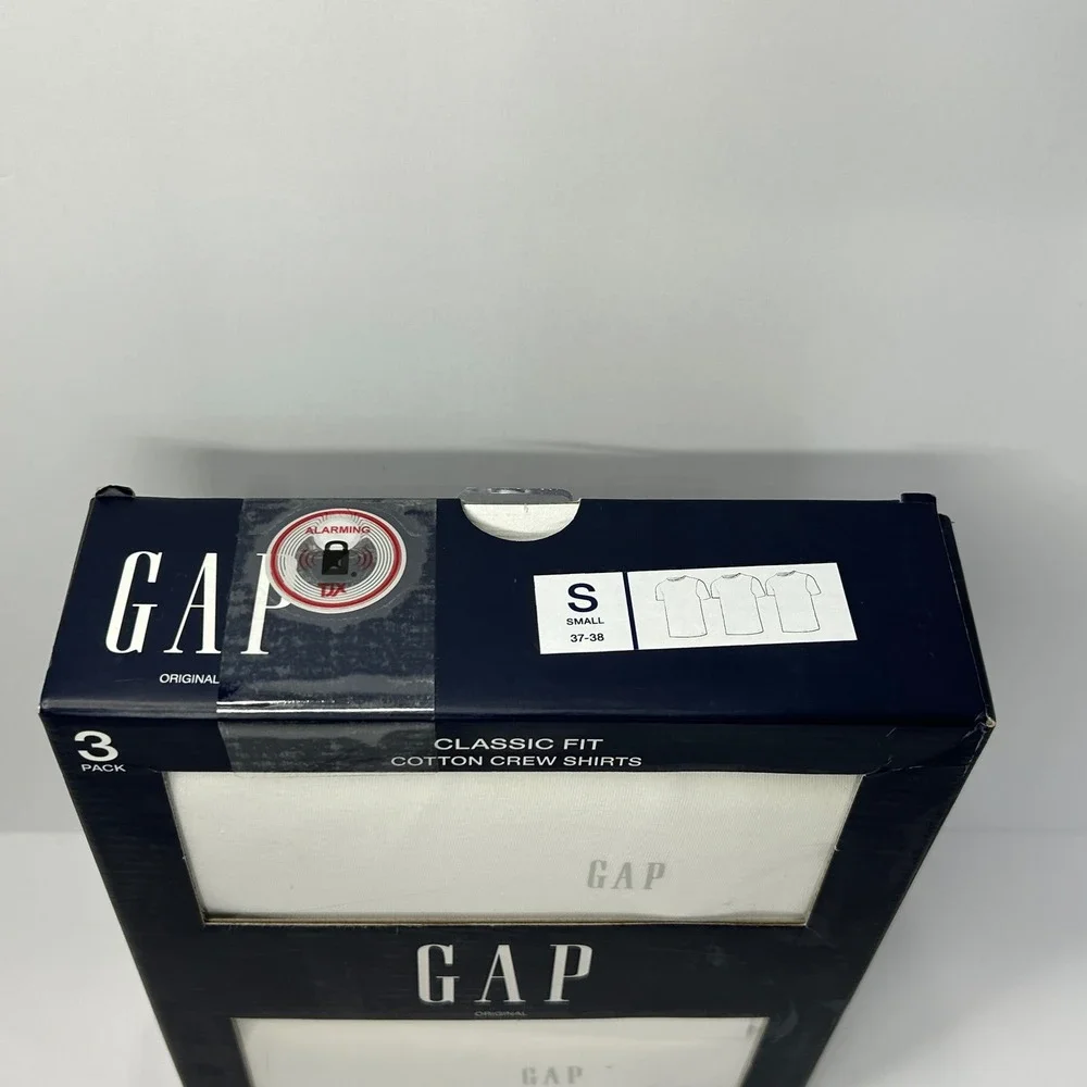 Gap Mens 3 Pack Classic Fit Cotton Crew Neck Shirts White Small New
